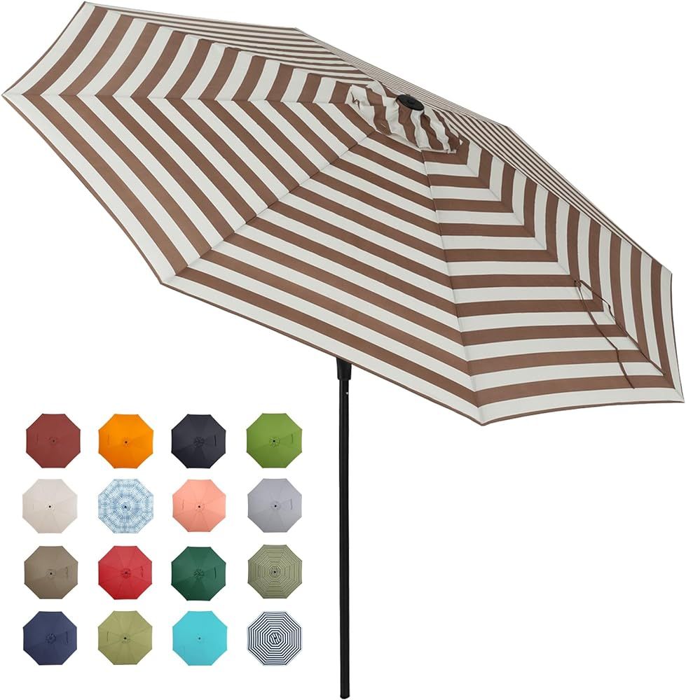 Tempera Patio Market Outdoor Table Umbrella with Push Button Tilt and Crank,Large Sun Umbrella wi... | Amazon (US)