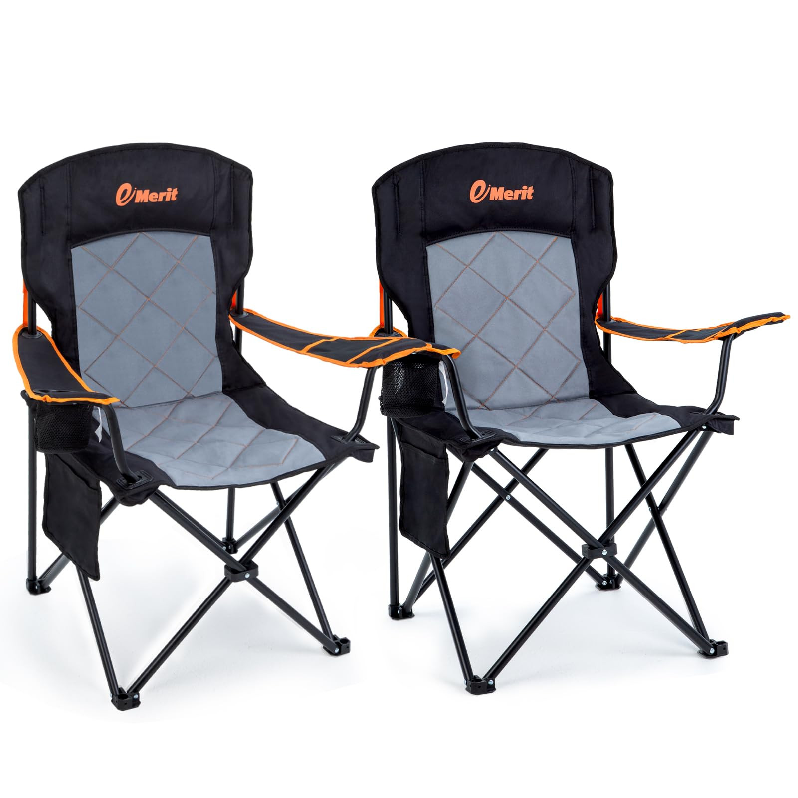 EMERIT 2 Pack Oversized Padded Camping Chair, 350LB Heavy Duty Quad Fold Chair with Arms, Collaps... | Amazon (US)