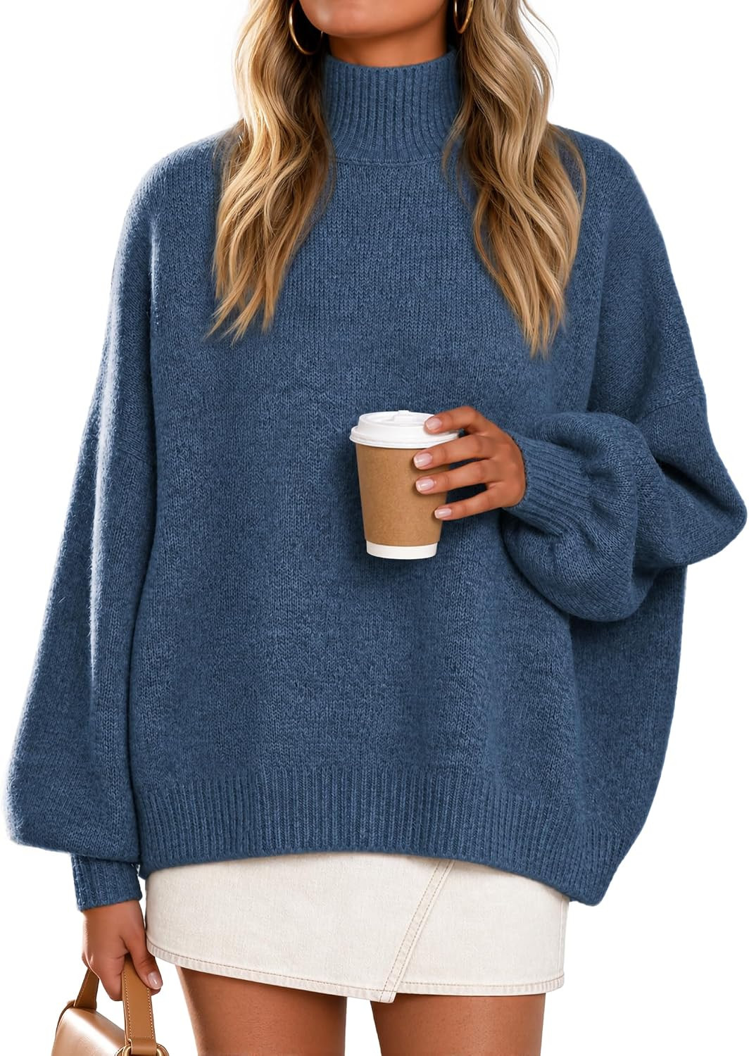 ZESICA Women's Fall Winter Long Sleeve Turtleneck Oversized Sweaters | Amazon (US)