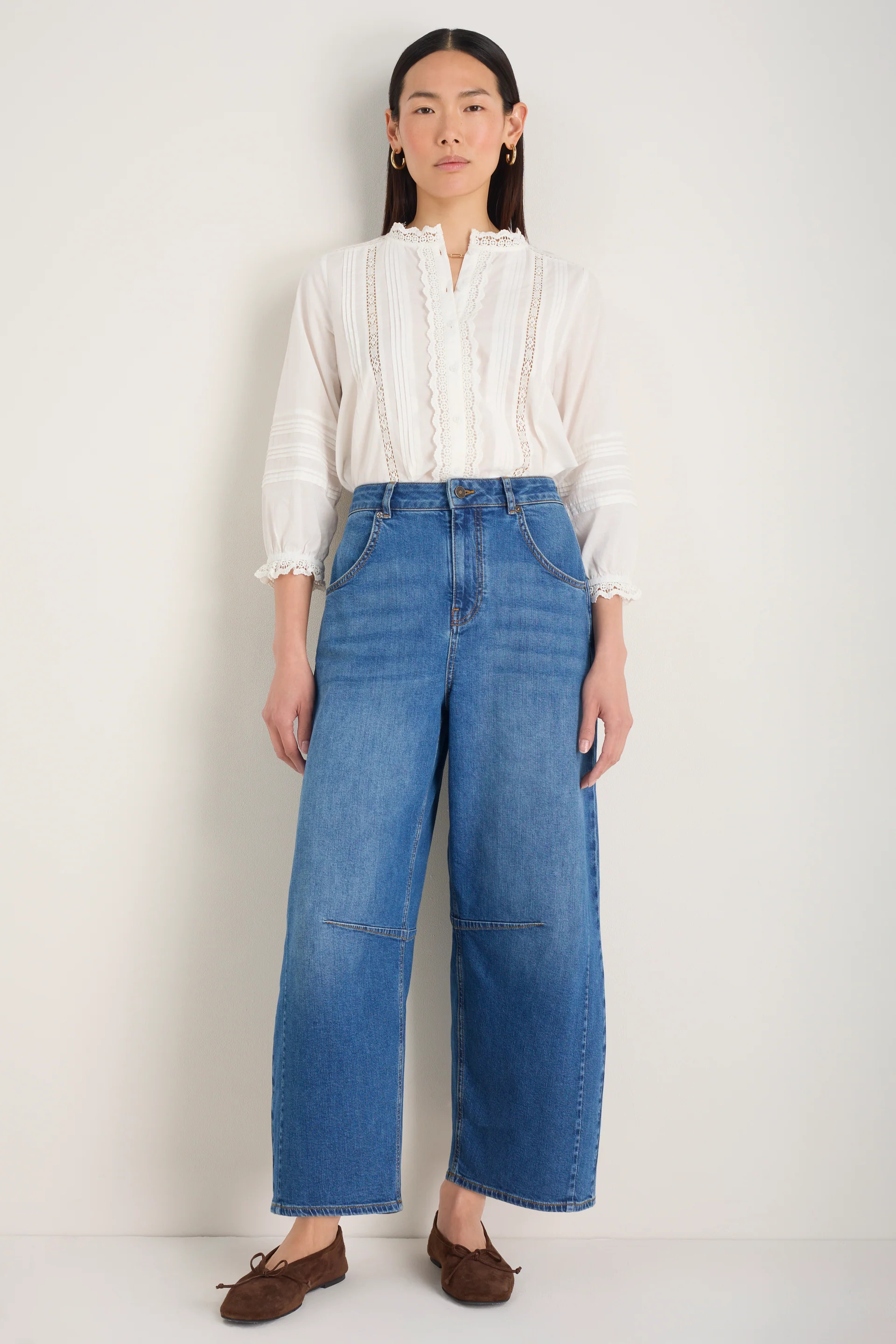 Piper Comfort Barrel Jean - Mid Wash | WYSE London