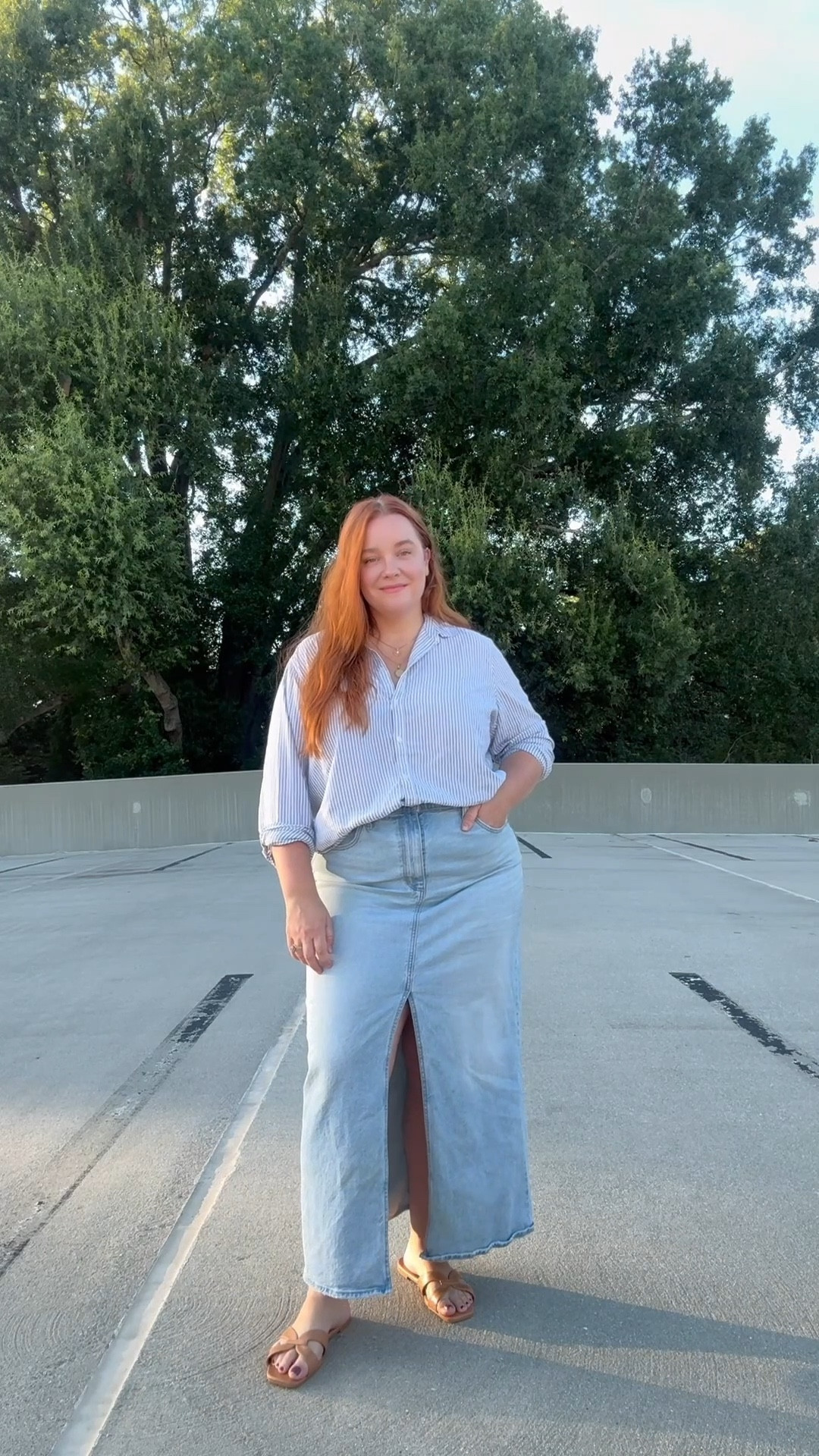Midsize casual corporate work outfit of the day! Wearing an XL in the shirt, size 16 skirt and shoes are a great price for the style 😉 

#LTKFindsUnder100 #LTKMidsize #LTKWorkwear