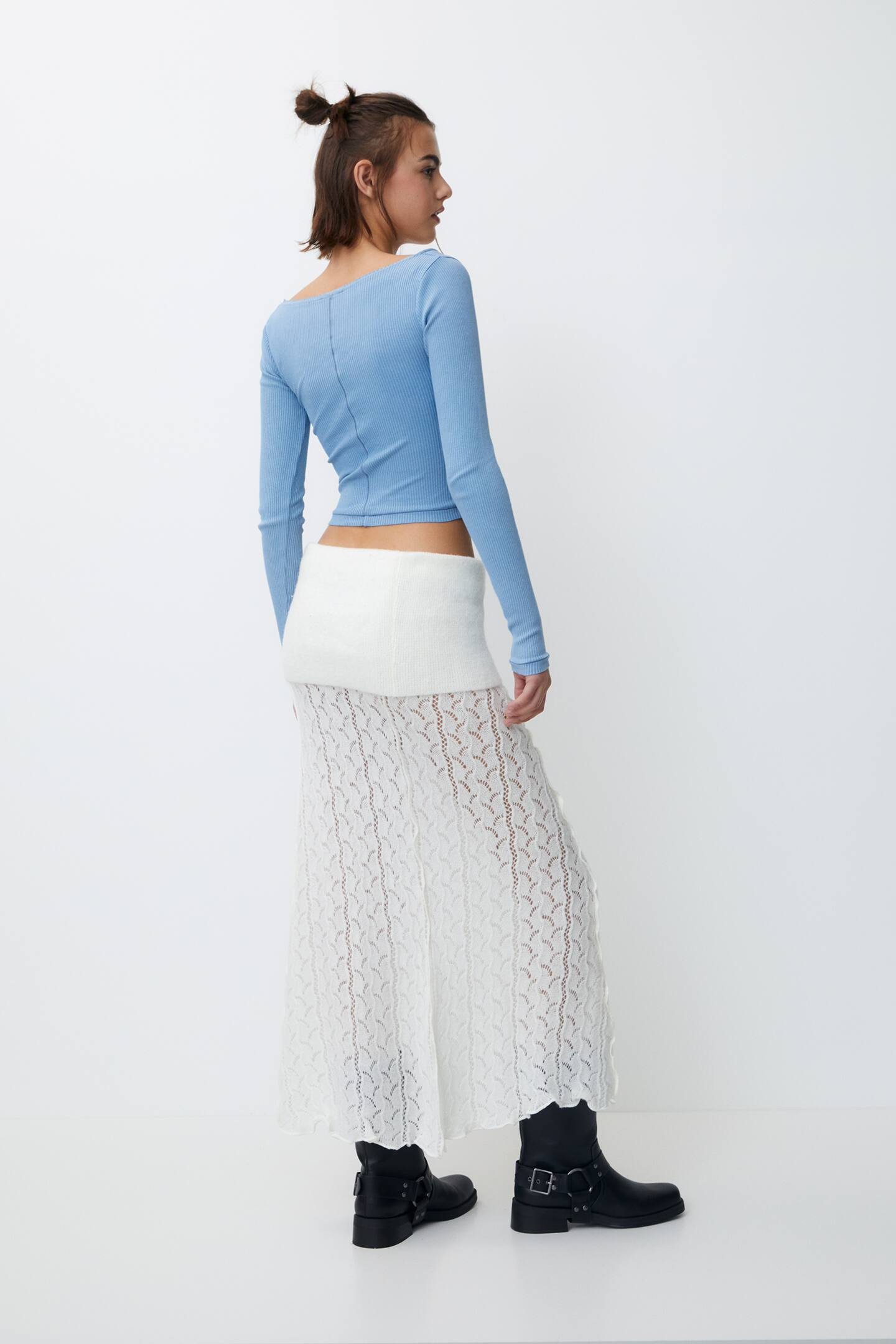 Langarmshirt mit Patentmuster | PULL and BEAR DE