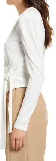 Puff Sleeve Side Tie Knit Top | Nordstrom