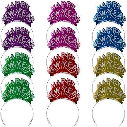 Windy City Novelties 12 Pack 2023 NYE Happy New Year's Eve Tiaras | Assorted Colors | New Year's ... | Amazon (US)