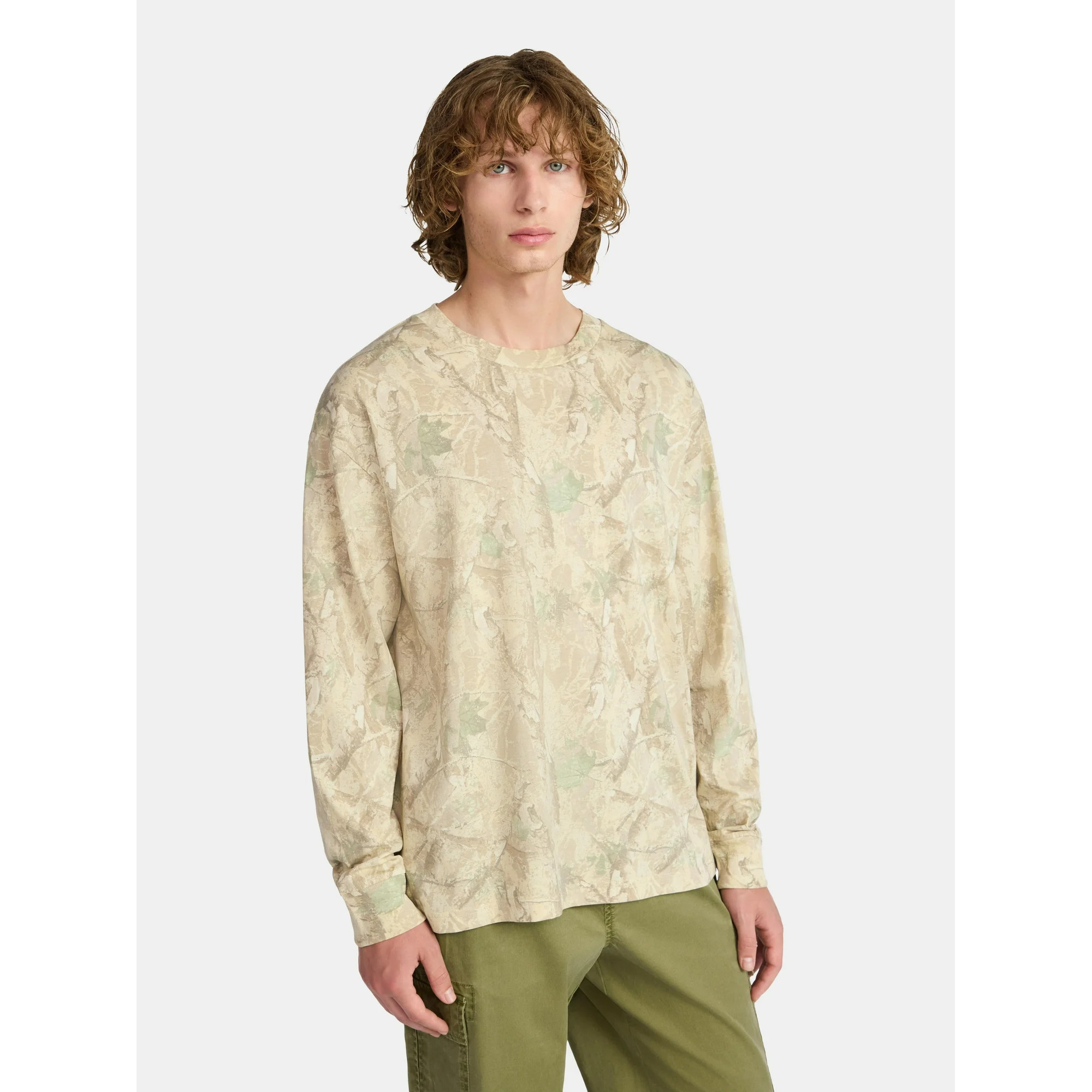 No Boundaries Cotton Oversized Tee with Long Sleeves, Men's & Big Men's | Walmart (US)