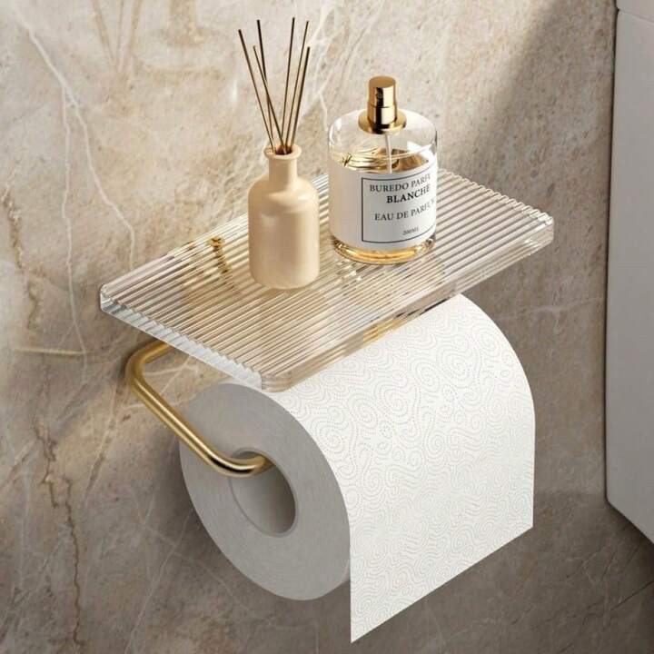 Toilet Paper Holder With Phone Shelf Bathroom Toilet Paper Roll Holder Acrylic Roll Paper Holder ... | SHEIN