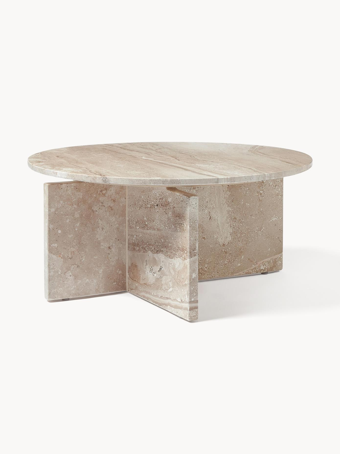 Mesa de centro redonda de travertino Marisa | Westwing EU