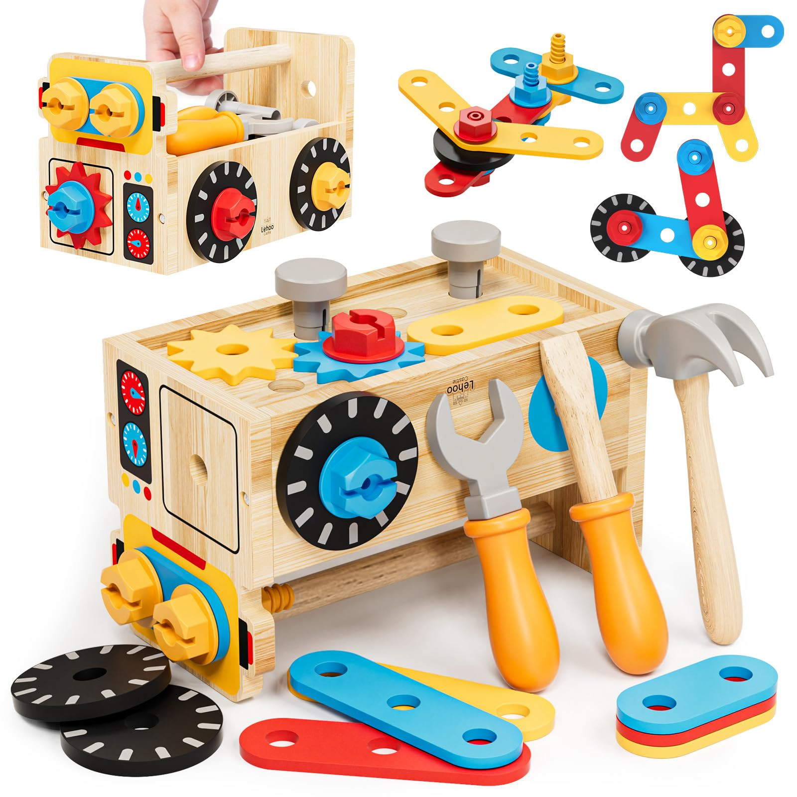 Montessori Kids Tool Set, Wooden Toddler Tool Bench Educational Toys for Ages 2-4, 2 Year Old Boy... | Amazon (US)