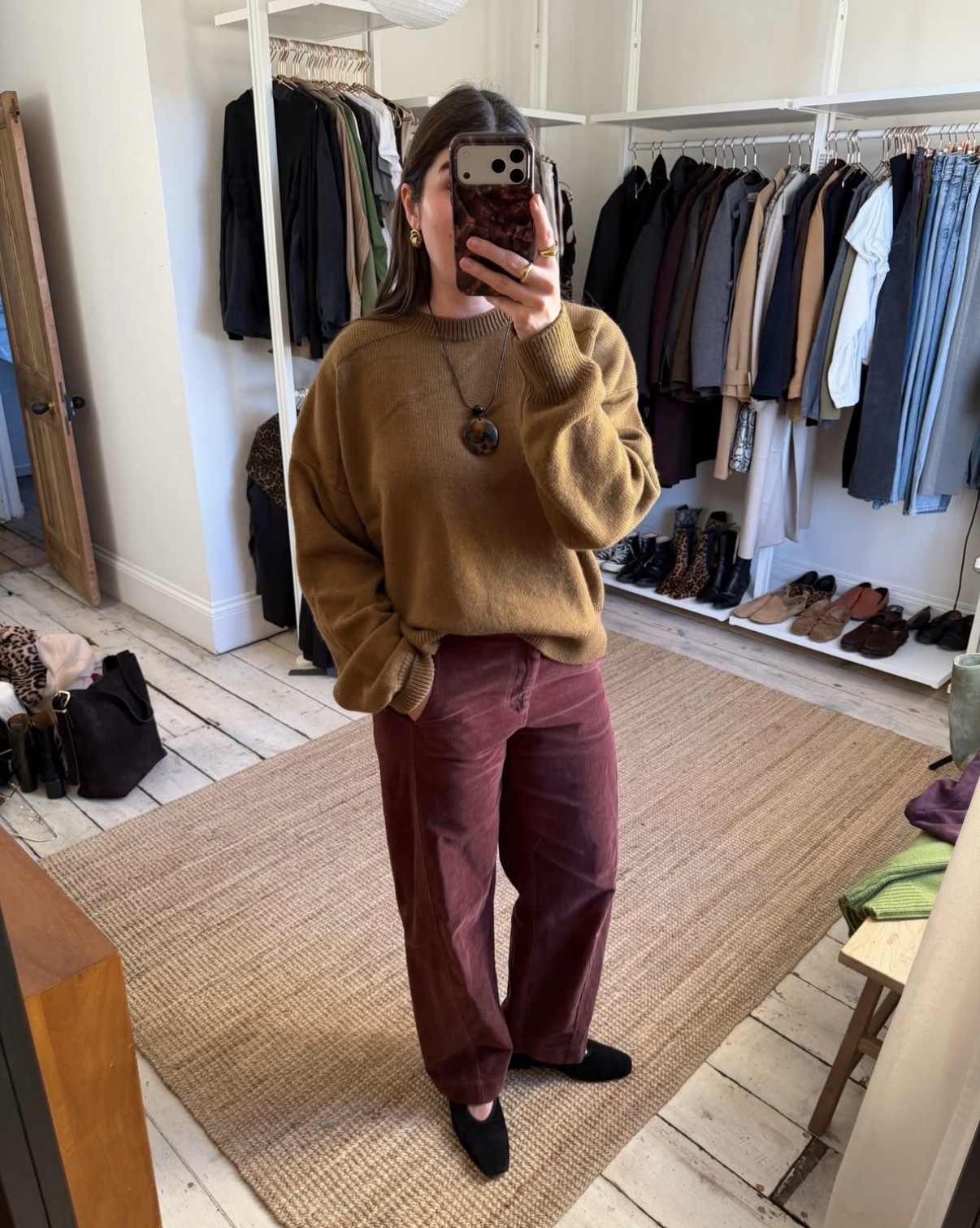 Adding colour to a neutral wardrobe, styling this gorgeous tan brown cashmere H&M jumper with burgundy corduroy trousers 

 #LTKwinter #LTKstyletip
