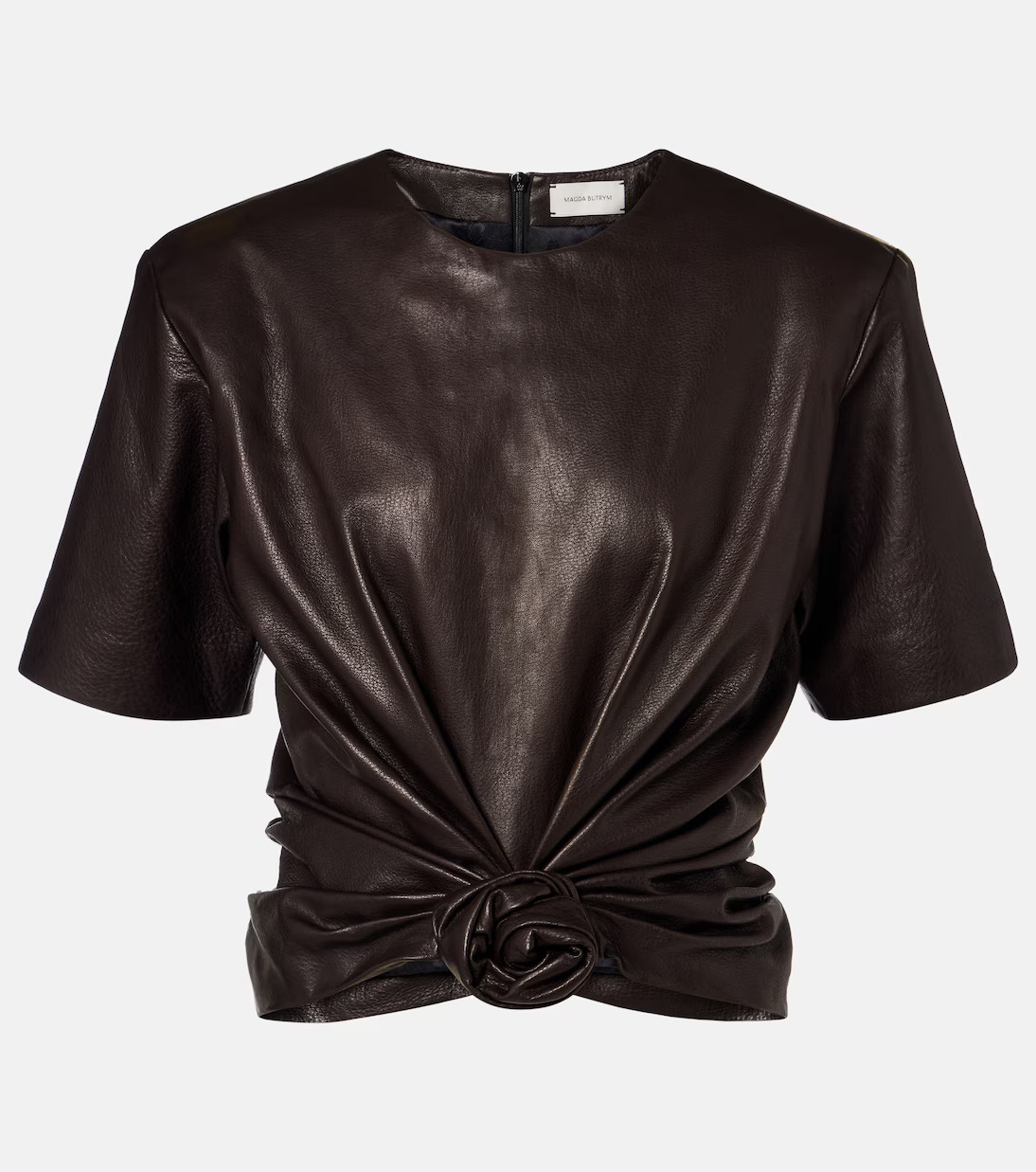 Knot-detail leather T-shirt | Mytheresa (UK)