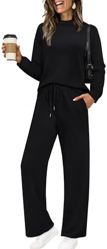 Sampeel Two Piece Sets for Women Mock Neck Matching Sets Loungewear Fall Clothes Travel Outfits F... | Amazon (US)