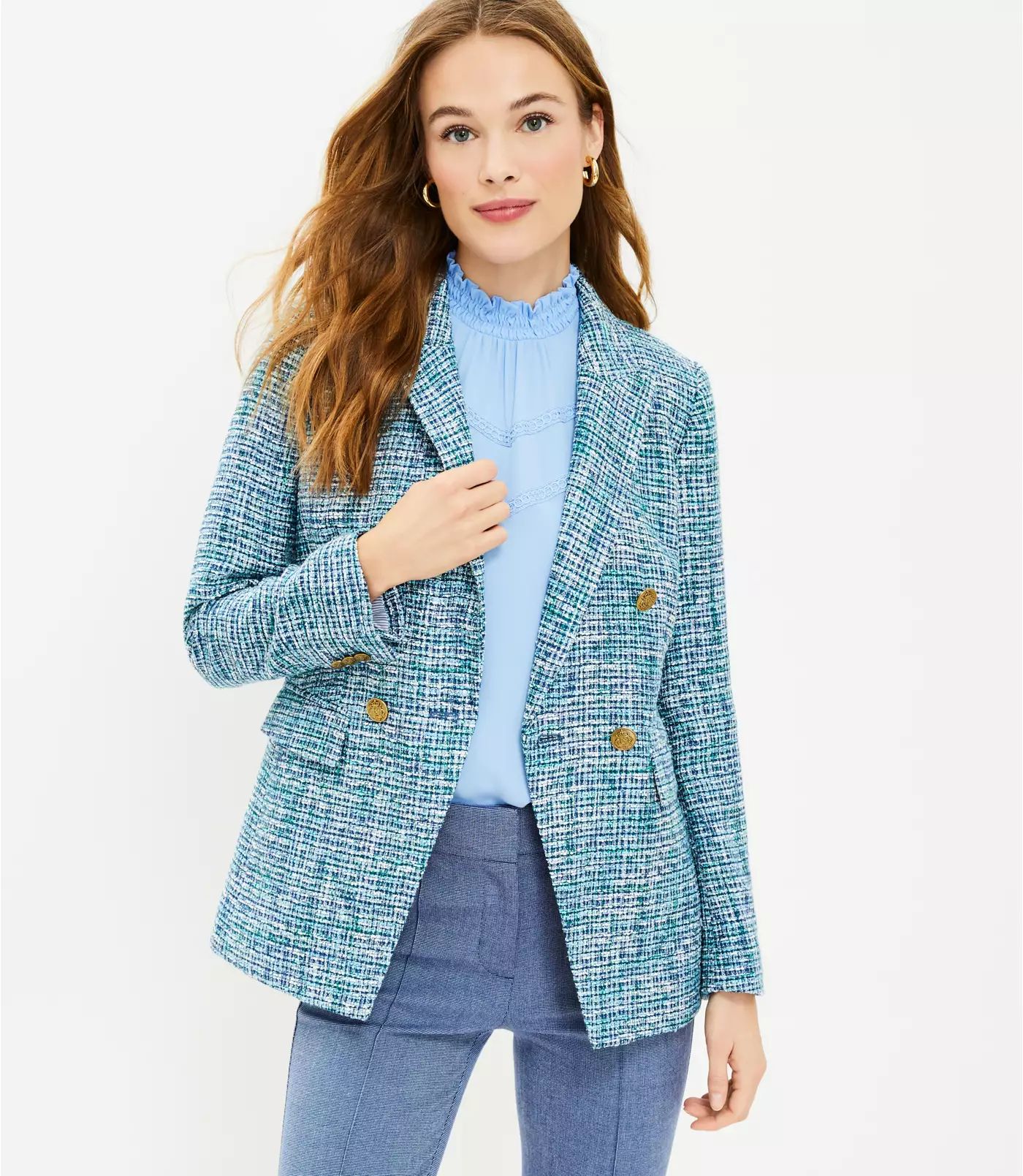 Tweed Double Breasted Blazer | LOFT