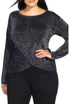 City Chic Knot Front Metallic Sweater (Plus Size) | Nordstrom | Nordstrom