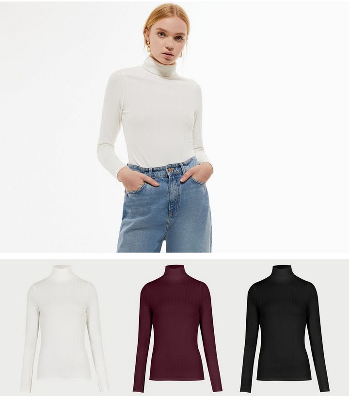 3 Pack Multicoloured Rib Roll Neck Tops 
						
						Add to Saved Items
						Remove from Saved ... | New Look (UK)