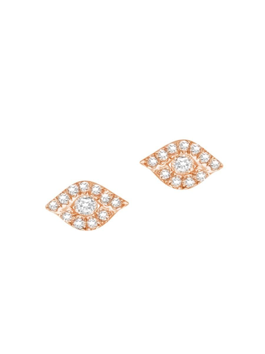 Magic Touch 18K Rose Gold & Diamond Eye Stud Earrings | Saks Fifth Avenue