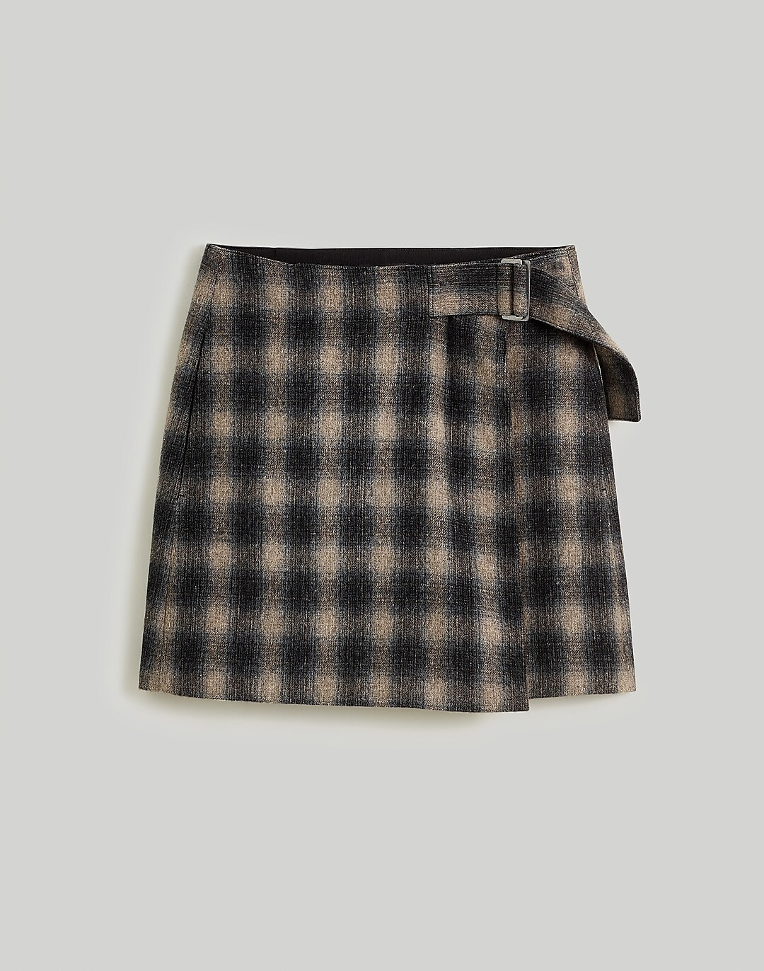 Buckle-Belt Wrap Mini Skirt in Plaid | Madewell