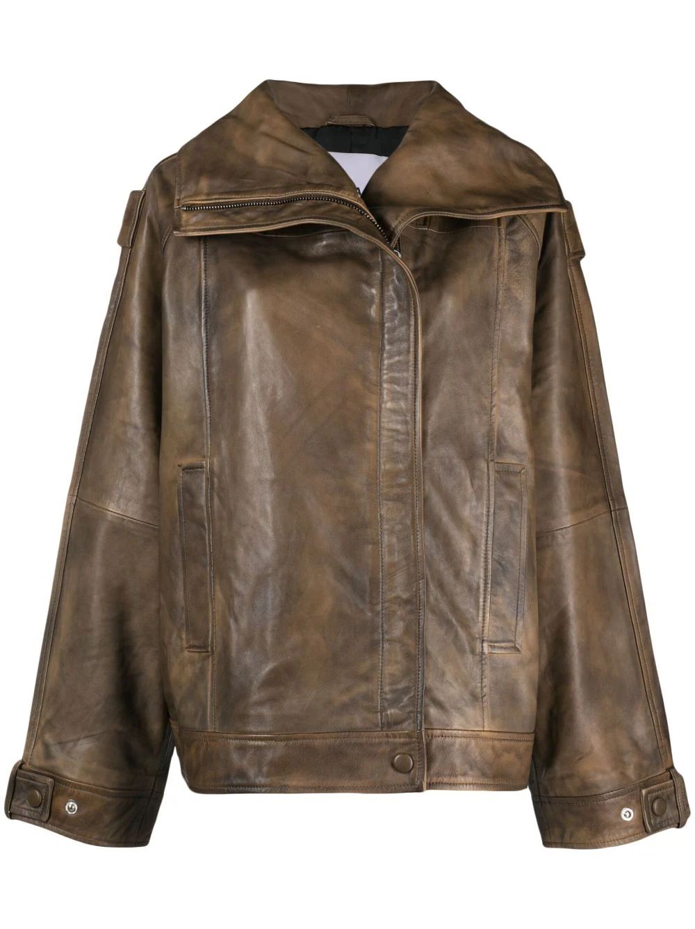 REMAIN faded-effect Leather Jacket - Farfetch | Farfetch Global