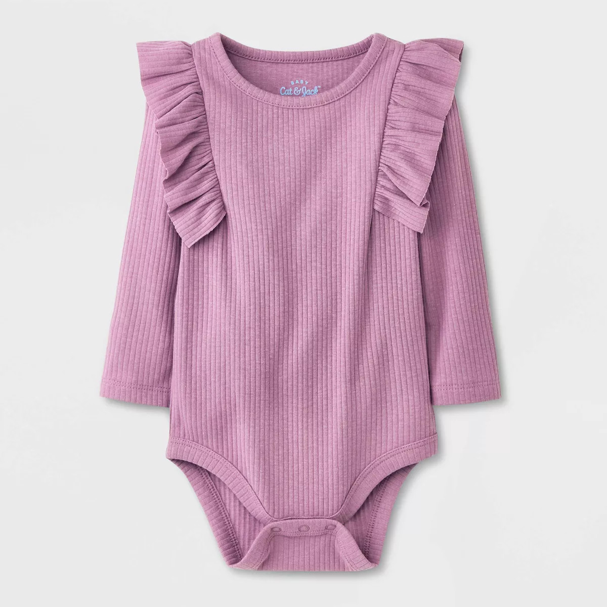 Baby Girls' Ribbed Ruffle Bodysuit - Cat & Jack™ Purple 0-3M | Target