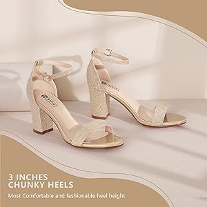Amazon.com | IDIFU Cookie-MI Block Heels 3 Inch Sandals Chunky Open Toe Heel Wedding Homecoming D... | Amazon (US)