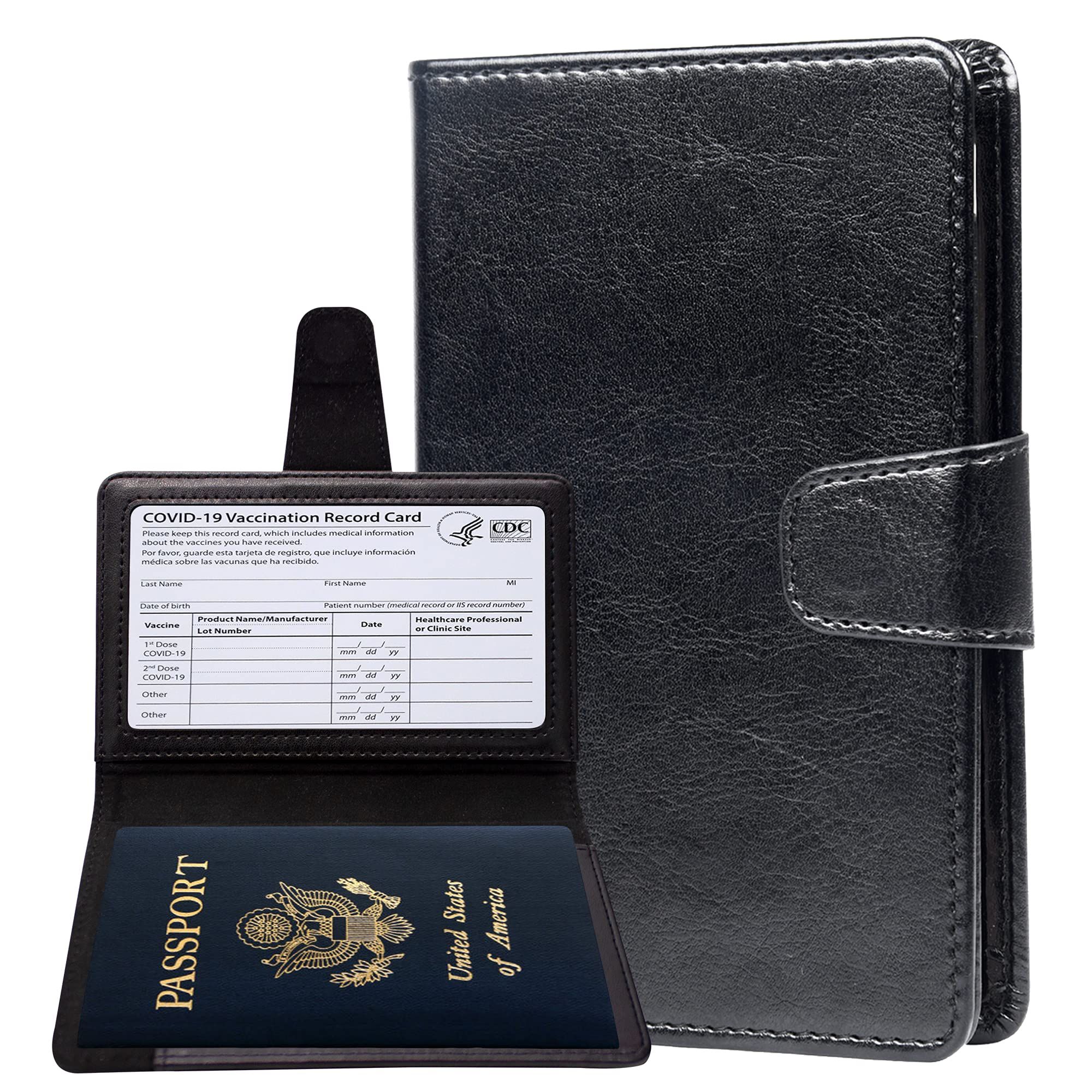 Teskyer Passport Holder and Vaccine Card Holder, Fit for 4 x 3" Vaccine Card, Leather Passport Walle | Amazon (US)