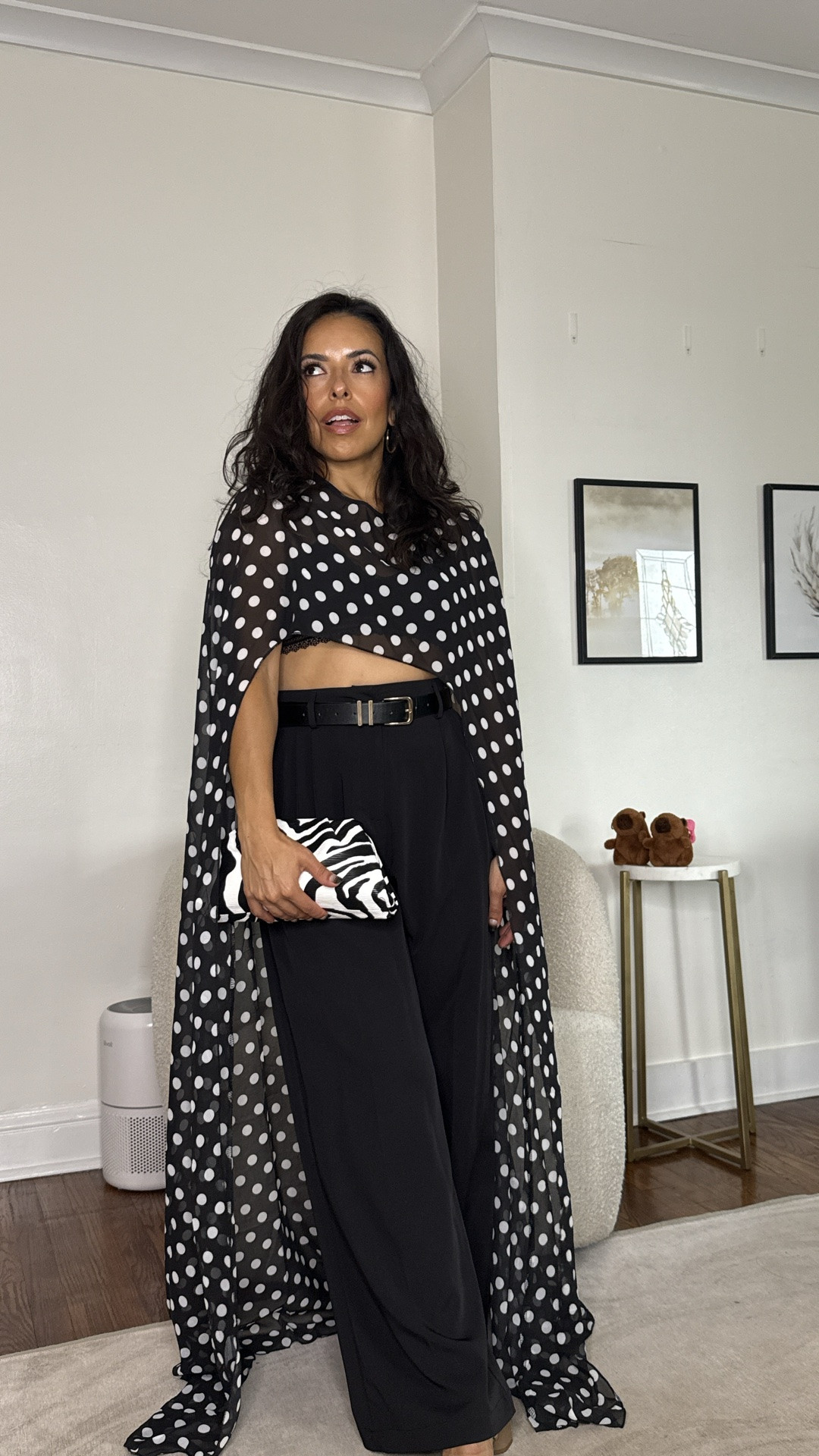 Amazon cape styling for early fall. Paired this polka dot cape with a lacy bralette and high waisted pants from Amazon. Also added a zebra print. Clutch for more interest! 

Pants are petite friendly but the cape is a little long. I’m 5ft so a higher pair of shoes would’ve worked better!

#LTKootd #LTKPetite