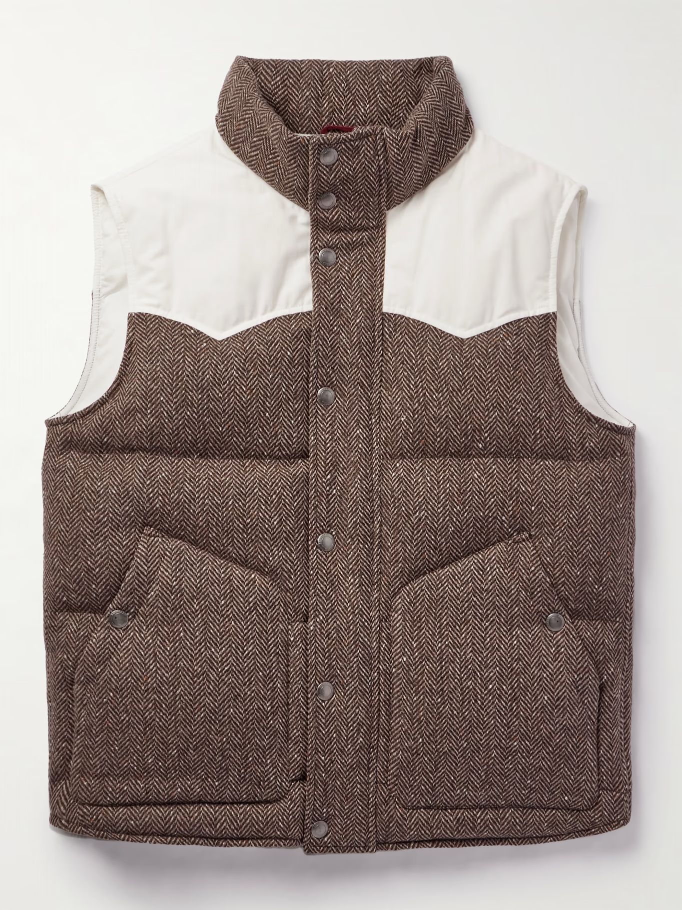 Cotton-Blend and Herringbone Wool and Cashmere-Blend Down Gilet | Mr Porter (US & CA)