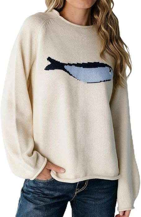 Women's Oversized Roll Neck Cute Animal Graphic Sweater Long Sleeve Chunky Knit Pullover Tops Cas... | Amazon (US)