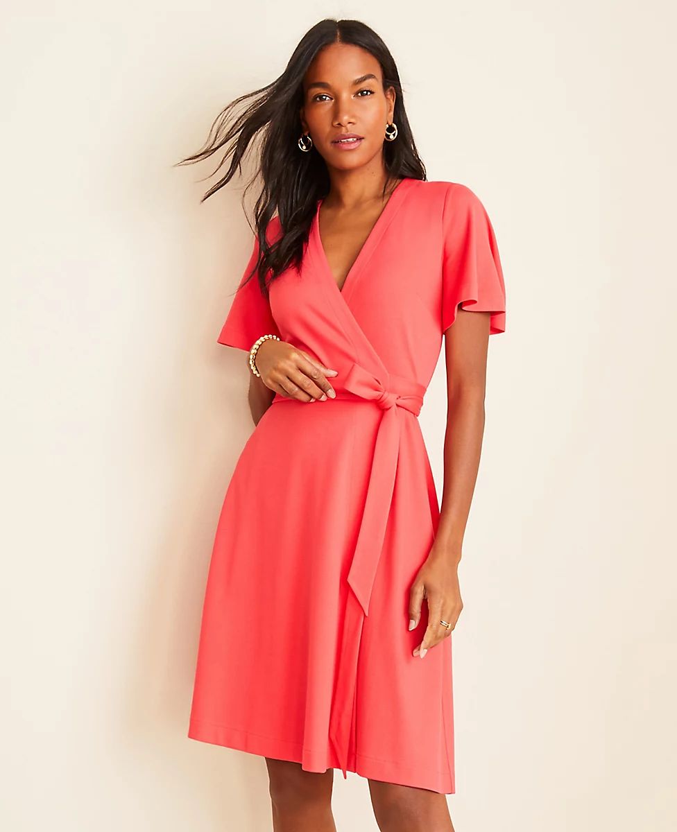 Flutter Sleeve Wrap Dress | Ann Taylor (US)