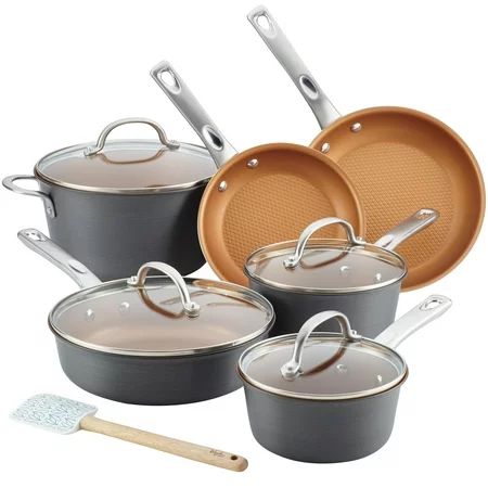Ayesha Home Collection Hard Anodized Aluminum Cookware Set 11-Piece Gray | Walmart (US)