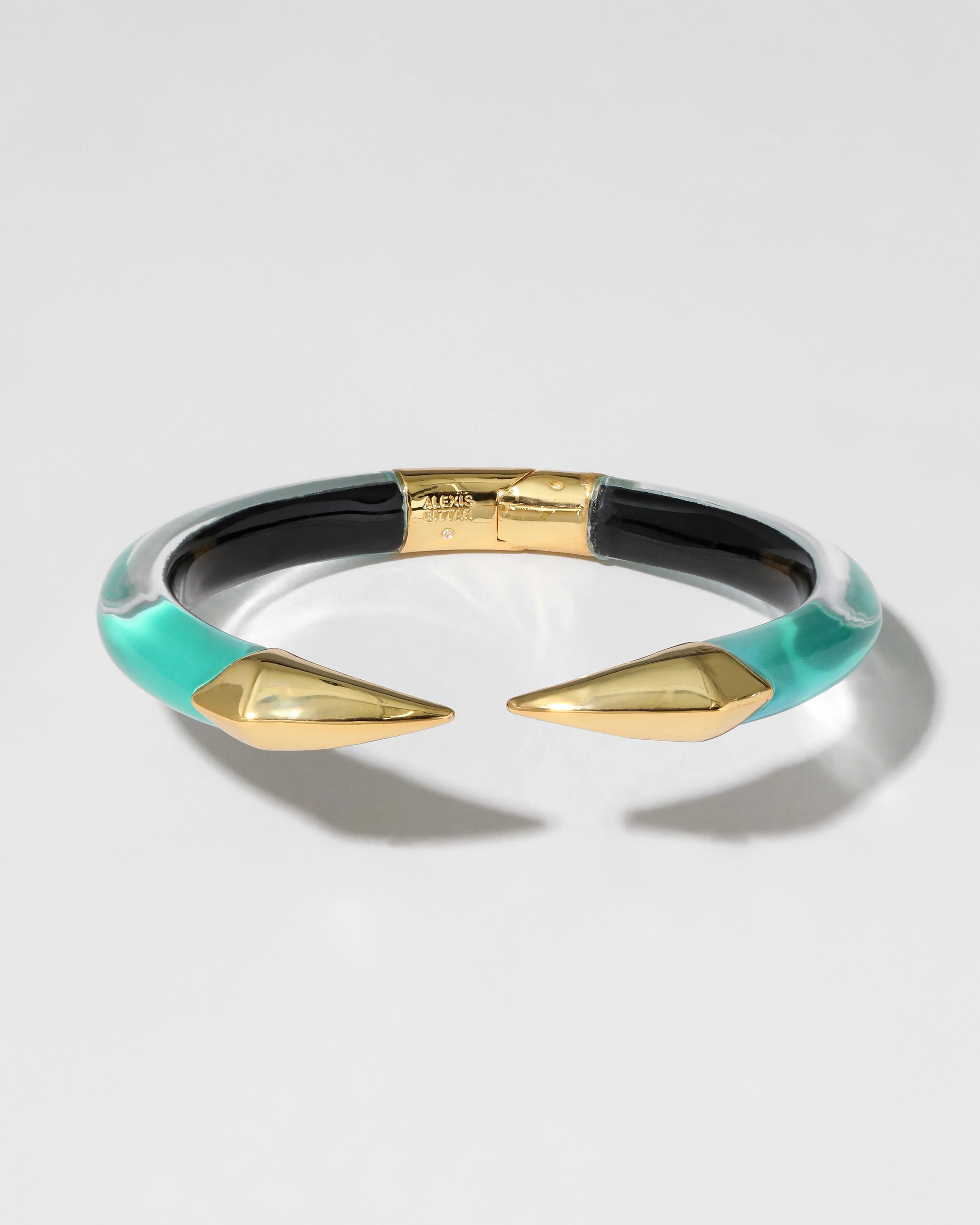 Blue Mirrored Pyramid Lucite Brake Hinge Bracelet | Alexis Bittar | Alexis Bittar