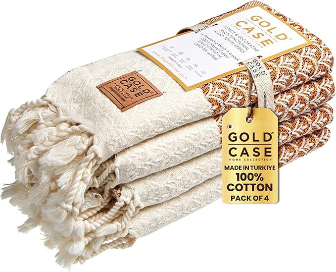 Gold CASE Turkish Hand Towels for Bathroom Set of 4 – 100% Cotton Bathroom Towels – Helen Kit... | Amazon (US)