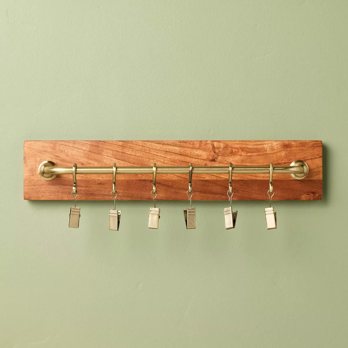 Brass and Wood Wall Rail with Clips - Hearth & Hand™ with Magnolia | Target