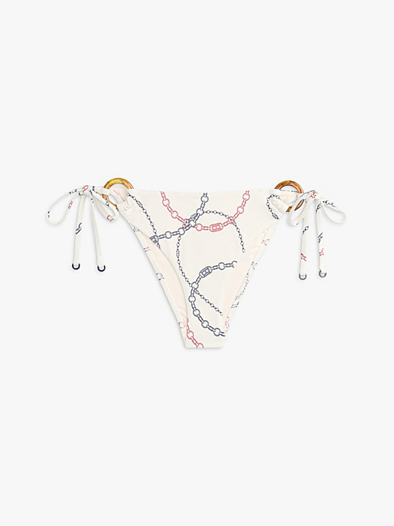 Global Stripe Side Tie Bikini Bottoms | White | Tommy Hilfiger | Tommy Hilfiger UK