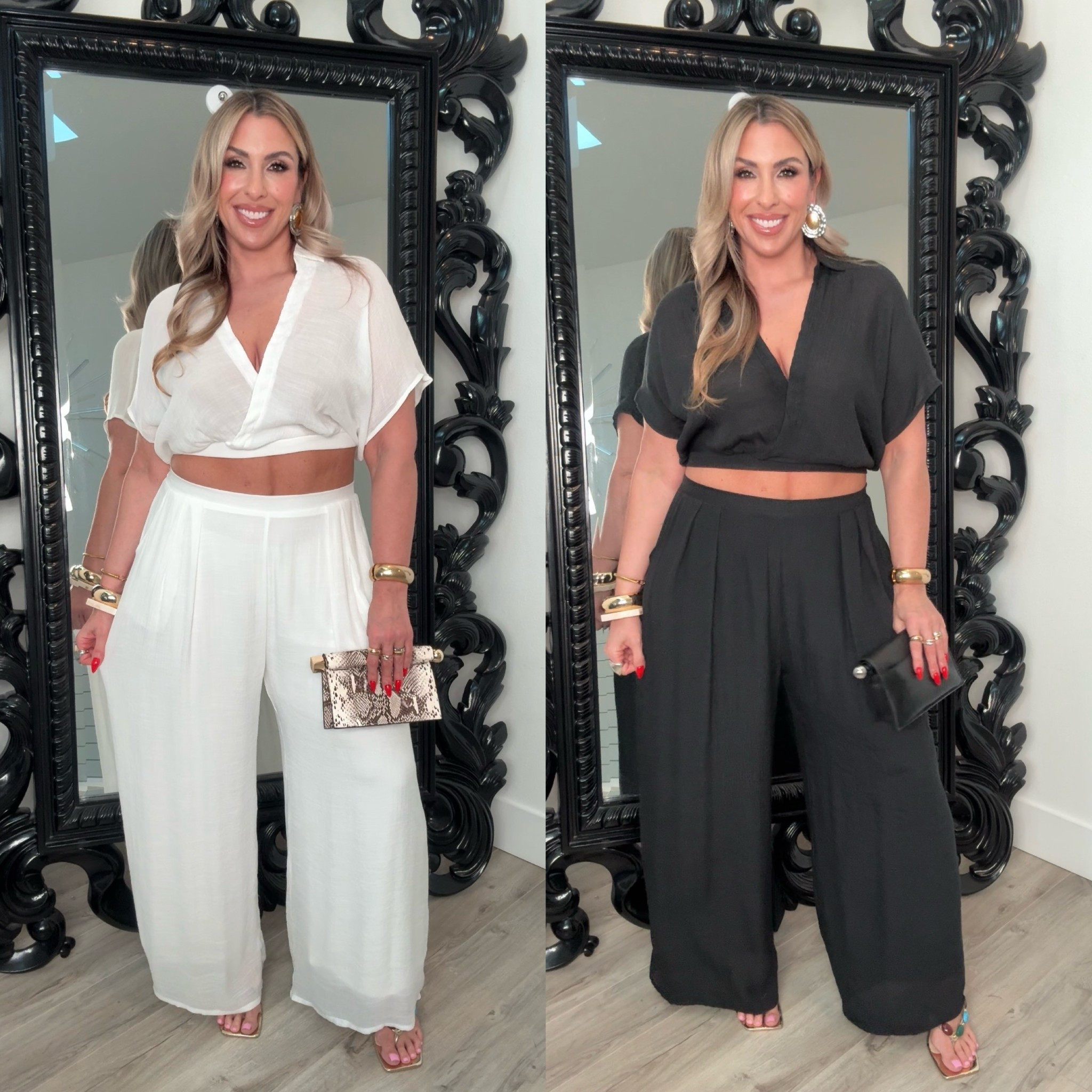 I LOVE these sets! The pieces are great to wear as a set or alone. Wearing a size XL (stretchy waist) and I could have sized down. The white pants are not see through because they are double layered. The accessories are linked.

#LTKMidsize #LTKOver40 #LTKootd