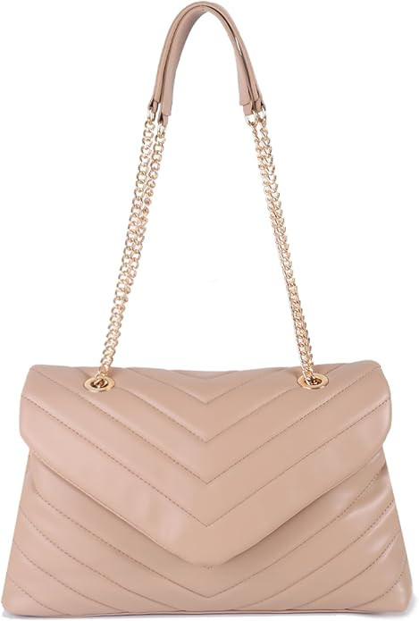 Women Shoulder Bag, Fashionable Quilted Vegan leather Crossbody Purses with Adjustable Chain Desi... | Amazon (US)