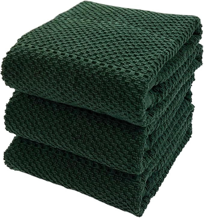 Serafina Home Dark Green Kitchen Dish Towels: 100% Cotton Cloth Soft Cleaning Drying Absorbent Te... | Amazon (US)