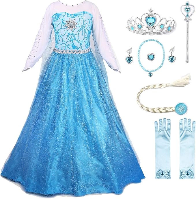 JerrisApparel Princess Dress Queen Costume Cosplay Dress Up with Accessories | Amazon (US)