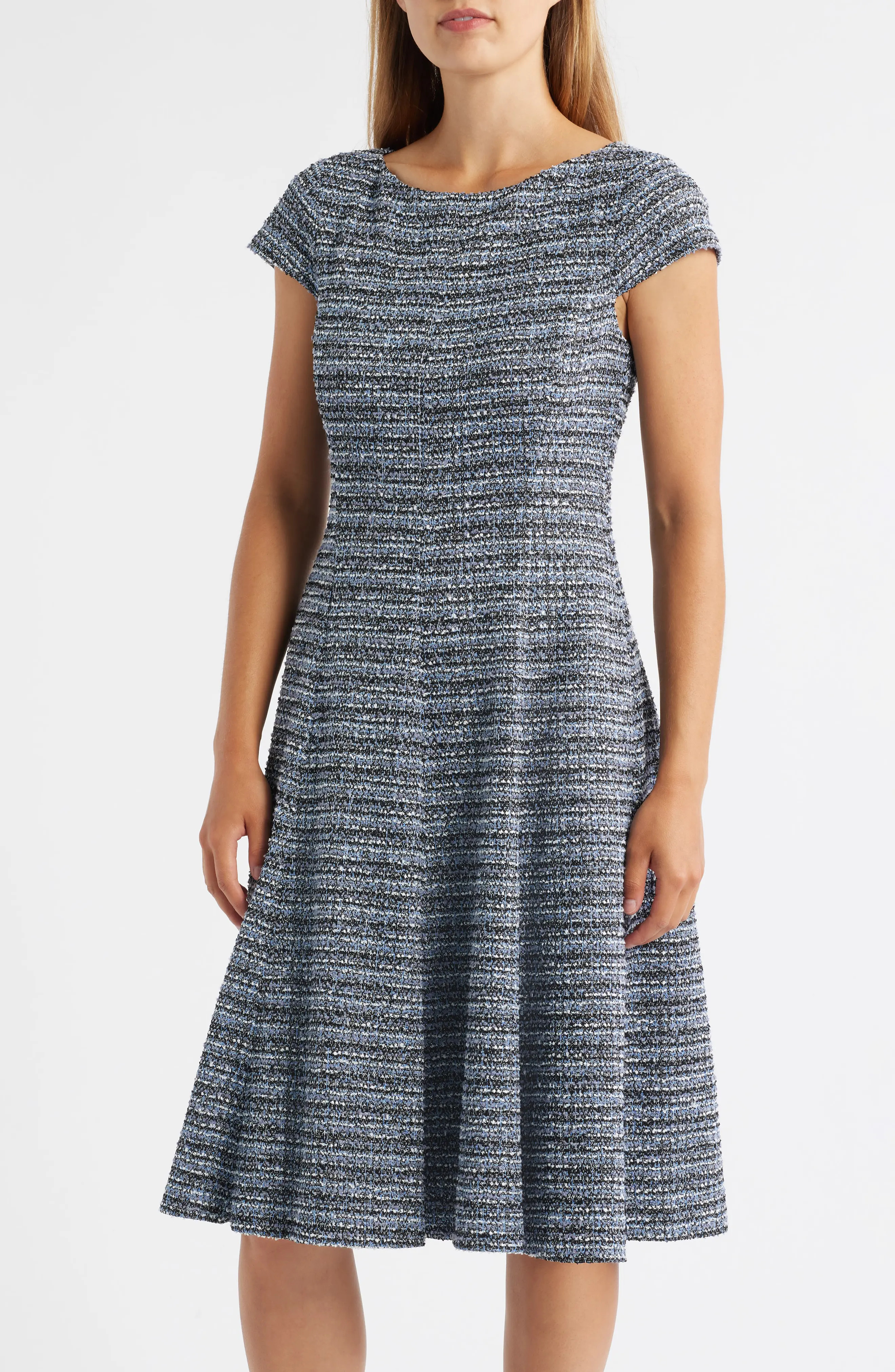 Eliza J Tweed Cap Sleeve Fit & Flare Dress (Women) | Nordstromrack | Nordstrom Rack