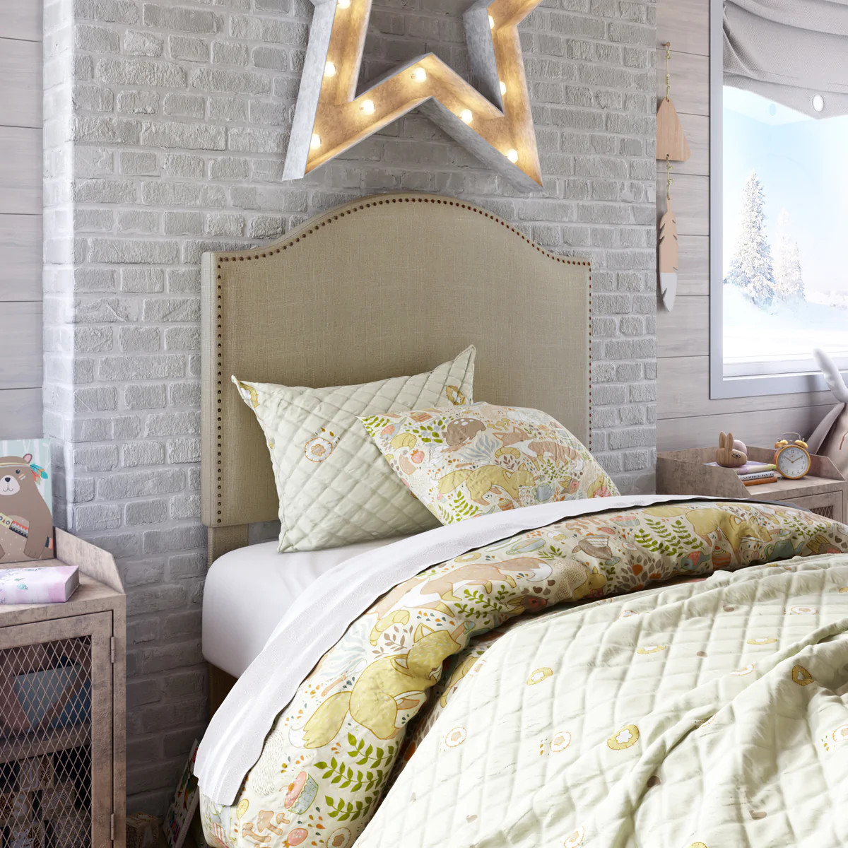 Nail head Trim Upholstered Headboard | Pier 1