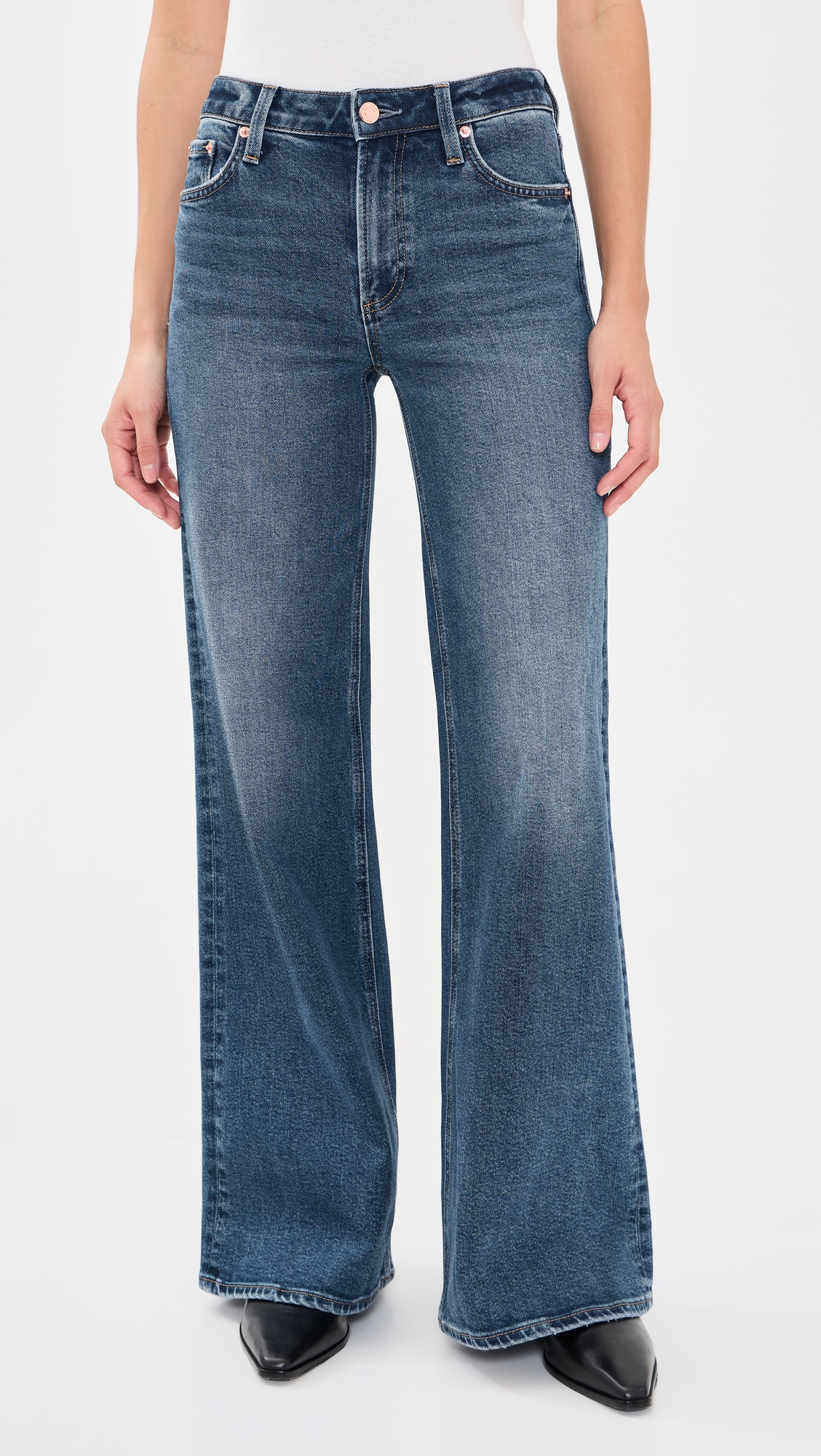 Pistola Vivian Mid Wide Jeans Blue Depths 33 | Shopbop