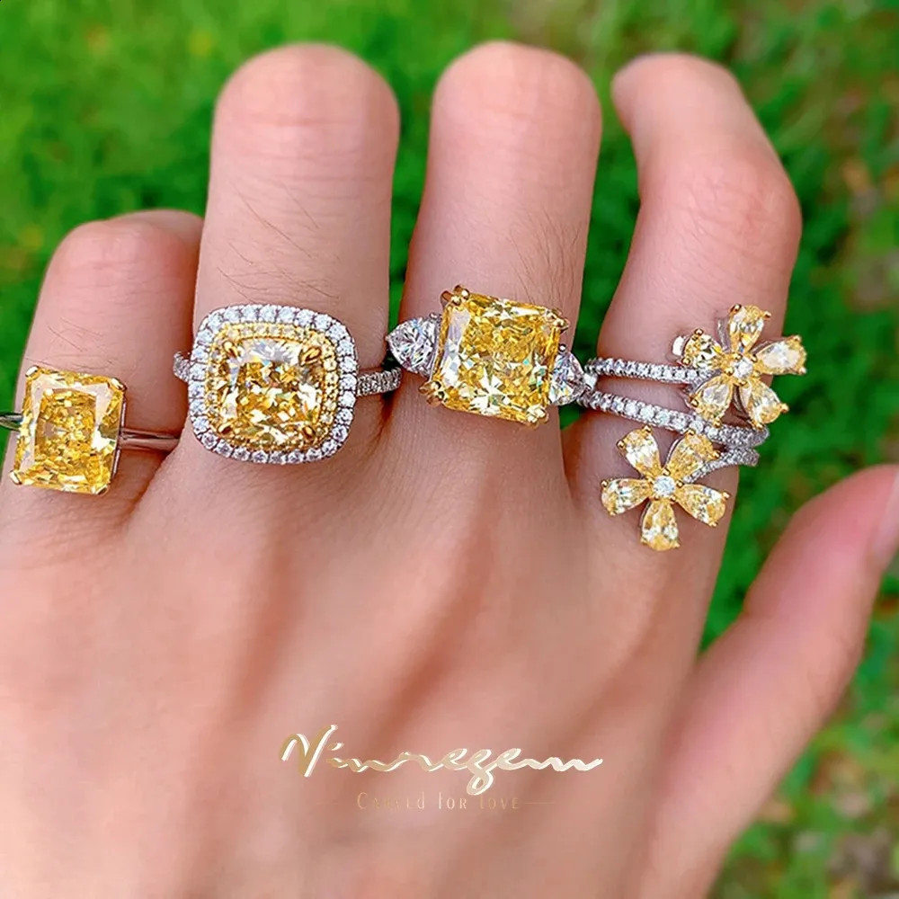 Vinregem Citrine high carbon diamond gemstone elegant 100% 925 sterling silver exquisite jewelry ... | DHGate