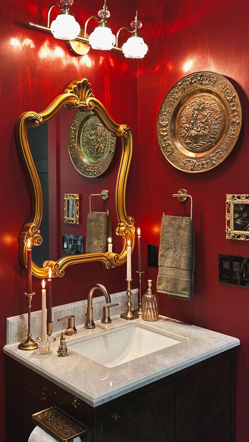 This powder room is proof that even the smallest spaces can pack the most personality. The paint color is Salute by HGTV Home by Sherwin Williams. 

 

#LTKdayinmylife #LTKselfcare #LTKHome