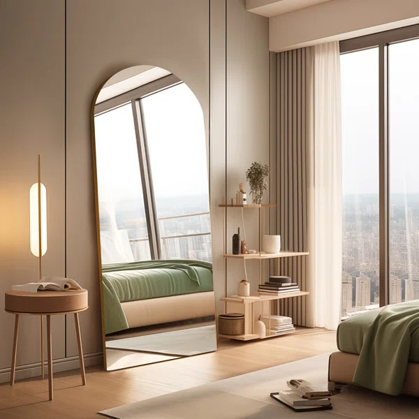 Zaeya Arched Metal Framed Full Length Mirror, Floor Mirror and Wall Mirror | Wayfair North America