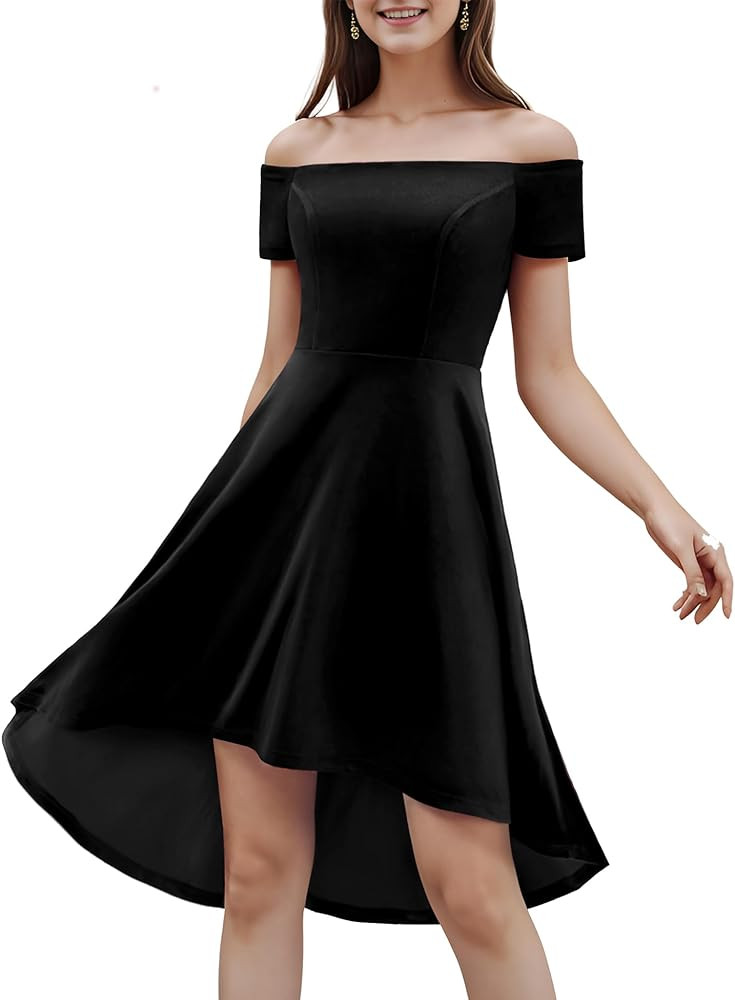Womens Off The Shoulder Short Sleeve High Low Prom Dresses 2024 for Wedding Guest Cocktail Party ... | Amazon (US)