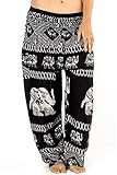 One Tribe Apparel Women's Elephant Pants from Thailand Black Tribal | Amazon (US)