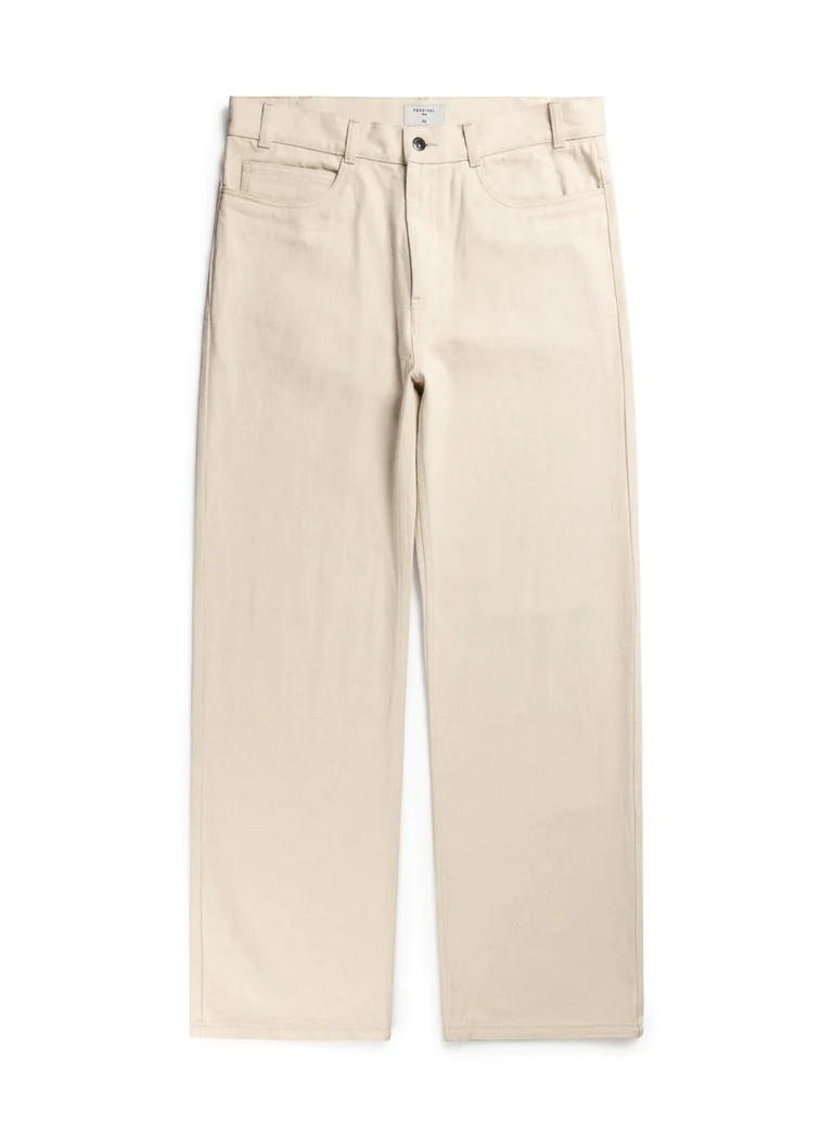 5 Pocket Twill Trouser | Ecru | Percival Menswear