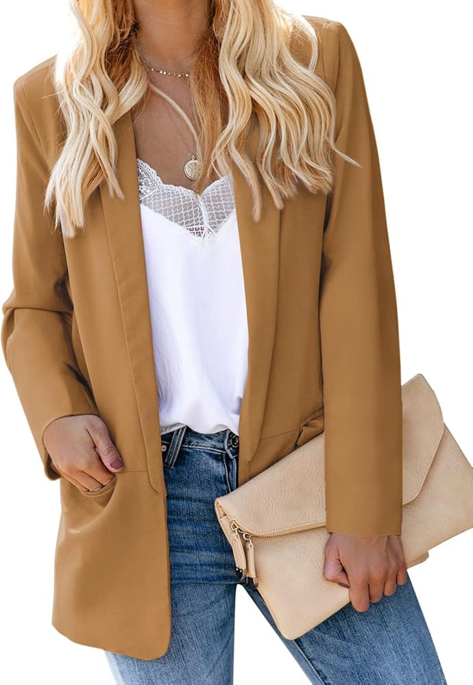 luvamia Womens Blazers for Work Casual Blazer Jackets Open Front Business Suit with Pockets | Amazon (US)