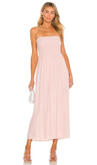 Fielle Midi Dress in Baby Pink | Revolve Clothing (Global)