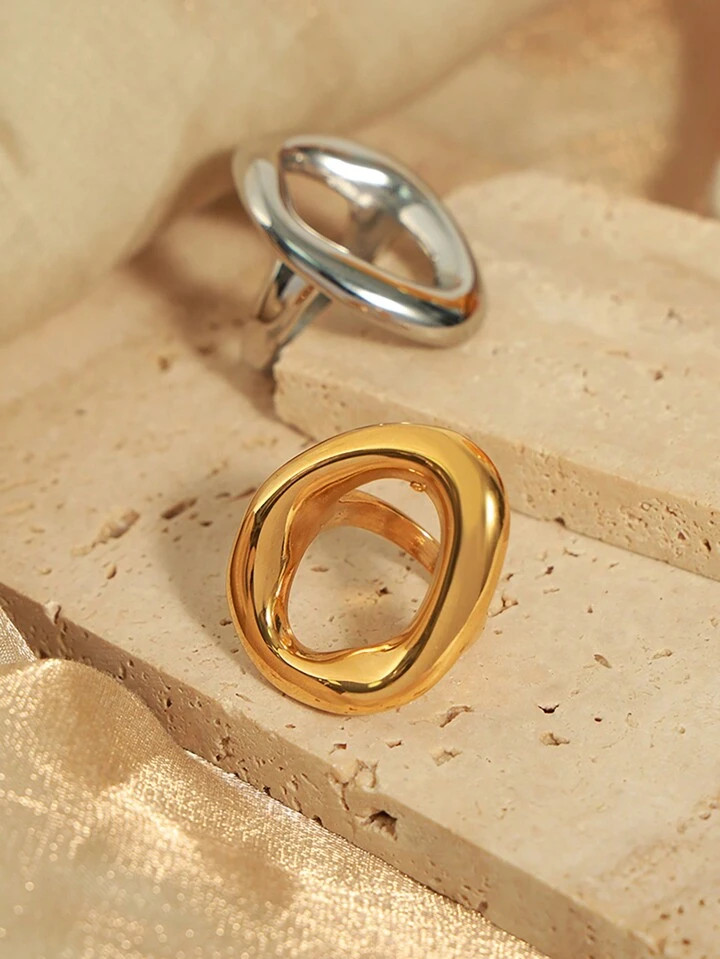 1PC18KGoldplatedA Ring Made Of Stainless Steel | SHEIN