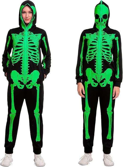Spooktacular Creations Skeleton Pajama, Glow in the Dark Skeleton Costume Jumpsuit Adult Women fo... | Amazon (US)